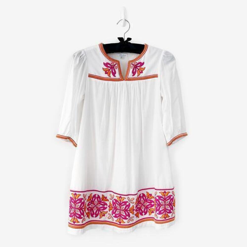 Shoshanna Embroidered‎ Mini Dress Size 4 White Boho Festival Artisan Folk Summer